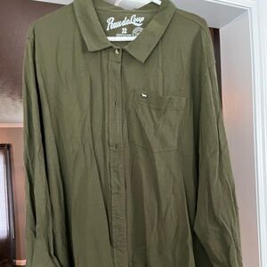 Green Peau de Loup Button Down T Shirt Material Brand New without Tags size 22